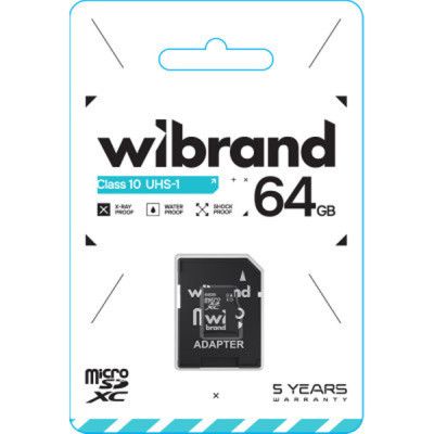 Карта пам\'яті Wibrand 64GB mictoSD class 10 UHS-I (WICDXU1/64GB-A)