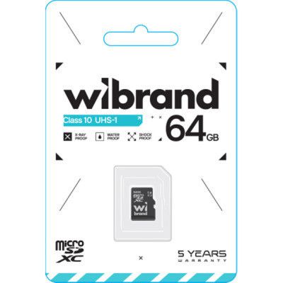 Карта пам\'яті Wibrand 64GB mictoSD class 10 UHS-I (WICDXU1/64GB)