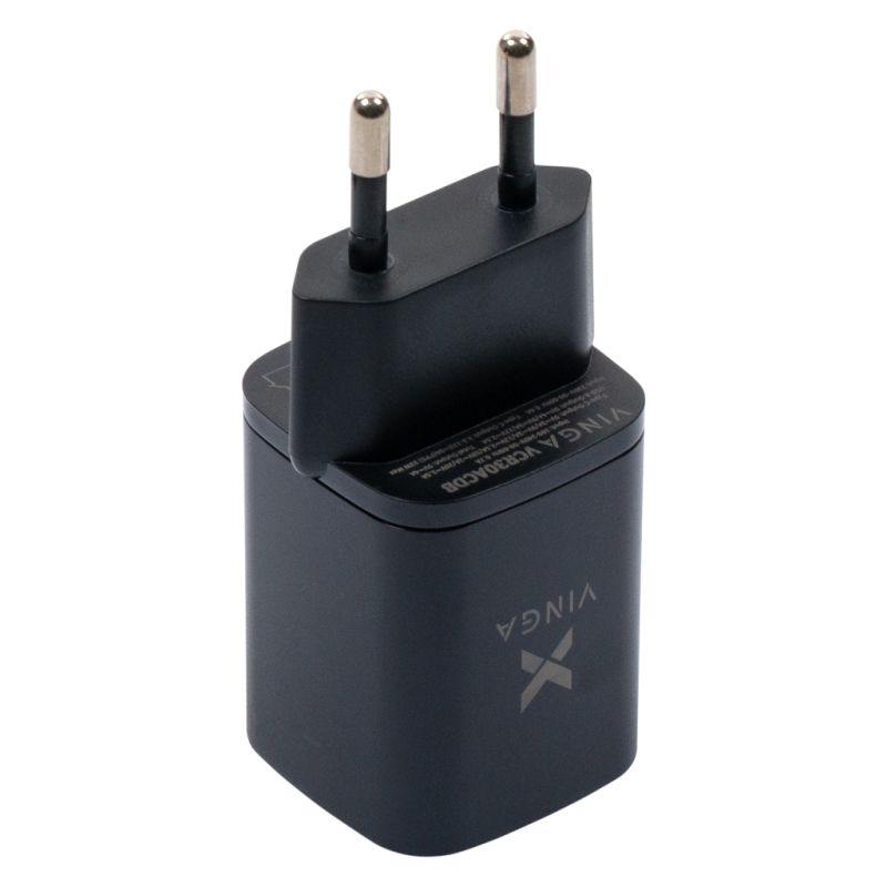 Зарядное устройство Vinga USB-C PD30W + USB-A QC30W Display 33W Max (VCR30ACDB)