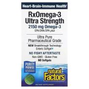 Жирные кислоты Natural Factors Омега-3 ультра, 2150 мг, RxOmega-3 Ultra Strength, 150 гелевых капсул (NFS-35490)