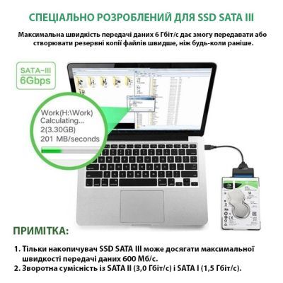 Адаптер USB3.0 Type-A/C HDD 2,5" SATA II/III / SSD Dynamode (DM-AD-SATA-U3)