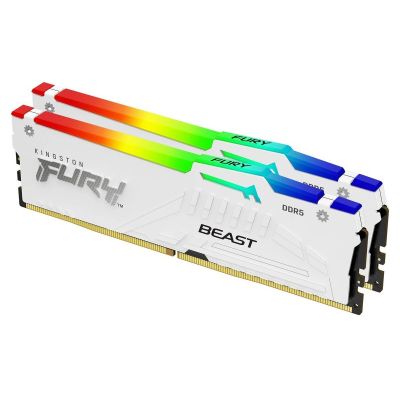 Модуль пам\'яті для комп\'ютера DDR5 64GB (2x32GB) 6000 MHz Beast White RGB EXPO Kingston Fury (ex.HyperX) (KF560C30BWEAK2-64)