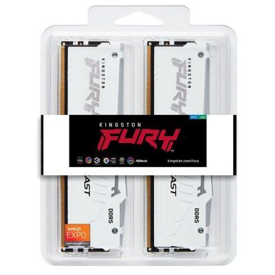 Модуль пам\'яті для комп\'ютера DDR5 64GB (2x32GB) 6000 MHz Beast White RGB EXPO Kingston Fury (ex.HyperX) (KF560C30BWEAK2-64)