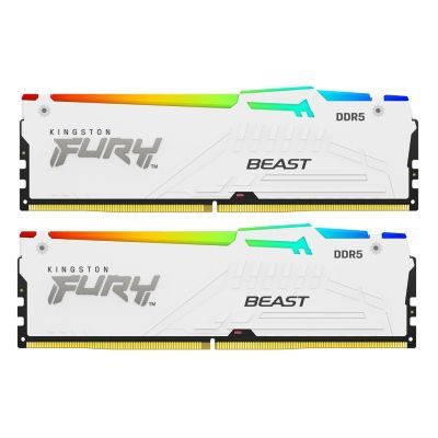 Модуль пам\'яті для комп\'ютера DDR5 64GB (2x32GB) 6000 MHz Beast White RGB EXPO Kingston Fury (ex.HyperX) (KF560C30BWEAK2-64)