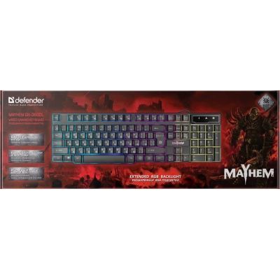 Клавиатура Defender Mayhem Mayhem GK-360DL USB UA Black (45362)