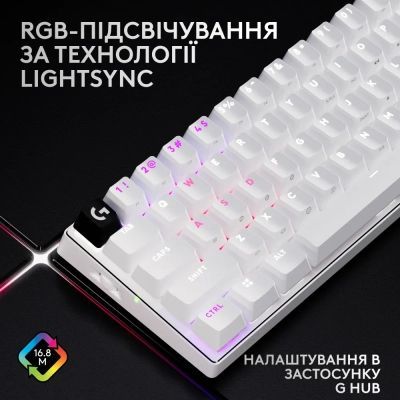 Клавиатура Logitech G Pro X 60 Lightspeed GX Tactile Wireless/Bluetooth UA White (920-011930)