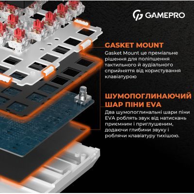 Клавиатура GamePro (MK160W) Hot-Swap Red Swich RGB USB UA White (MK160W)