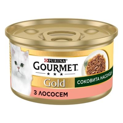 Консервы для кошек Purina Gourmet Gold Сочное наслаждение с лососем 85 г (8445290823373) (24 шт)