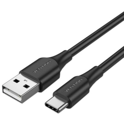 Дата кабель USB 2.0 AM to USB-C 1.5m 3A 18W PVC black Vention (CTHBG)