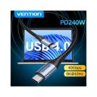 Дата кабель USB-C to USB-C 1.0m Thunderbolt 4 240W (50V/5A) 8K60Hz Gray Aluminum Alloy Vention (TAVHF)