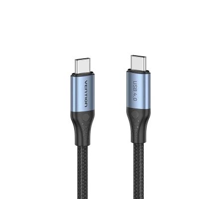Дата кабель USB-C to USB-C 1.0m Thunderbolt 4 240W (50V/5A) 8K60Hz Gray Aluminum Alloy Vention (TAVHF)