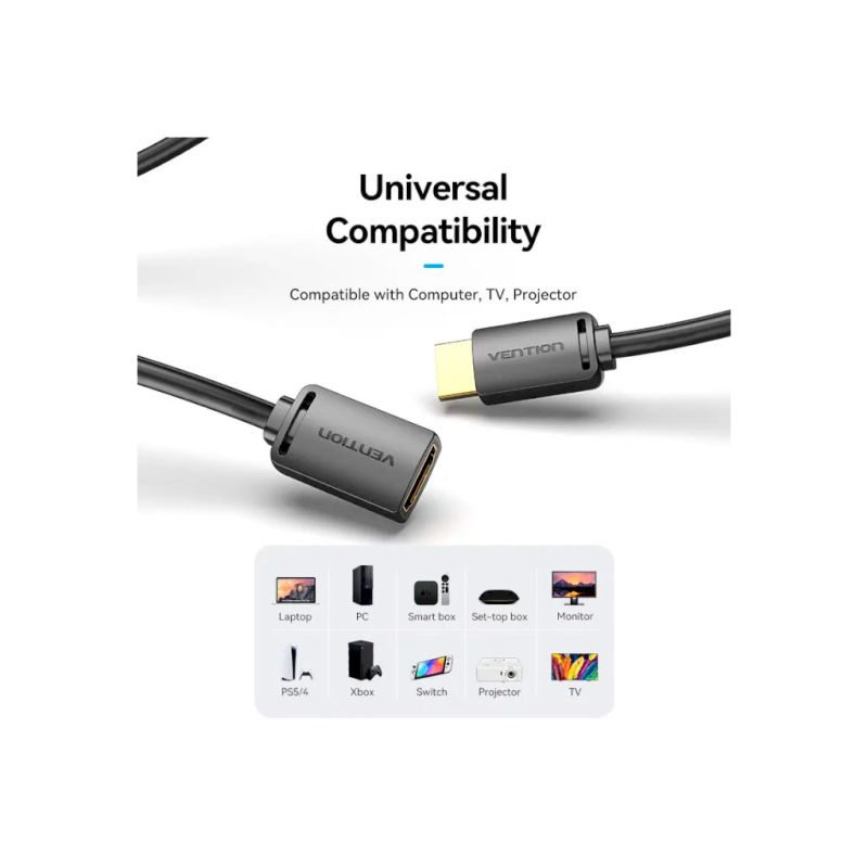 Кабель мультимедійний HDMI M to HDMI F 5.0m V2.0 4K60Hz Vention (AHCBJ)