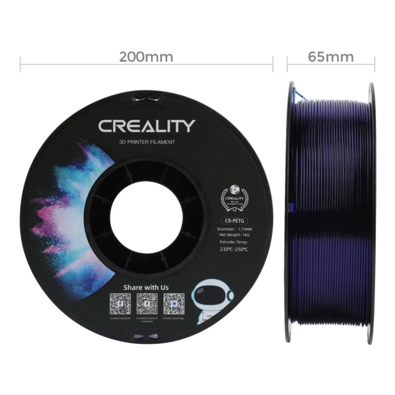 Пластик для 3D-принтера Creality PETG 1.75мм, transparent blue, 1кг (3301030036)