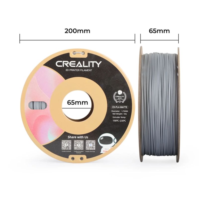 Пластик для 3D-принтера Creality PLA matte 1кг, 1.75мм, gray (3301010299)
