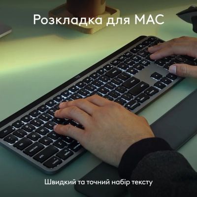 Клавиатура Logitech MX Keys S для MAC Bluetooth/Wireless UA Pale Grey (920-011638)