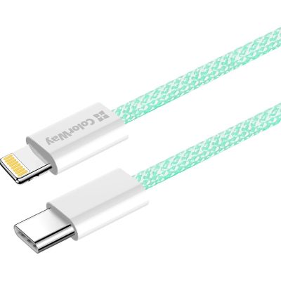 Дата кабель USB-C to Lightning 1.0m 27W green ColorWay (CW-CBPDCL061-G)