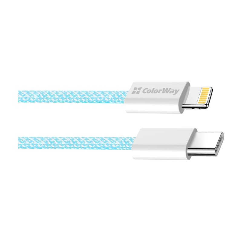 Дата кабель USB-C to Lightning 1.0m 27W blue ColorWay (CW-CBPDCL061-BL)