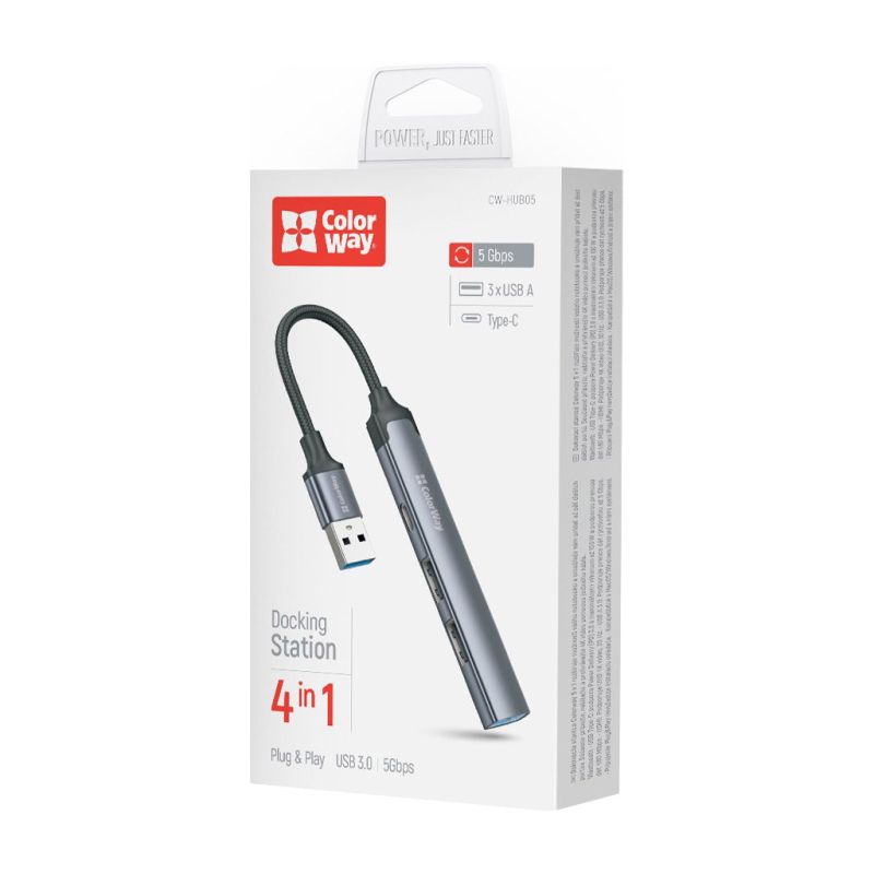 Концентратор ColorWay USB-A 4-в-1 USB2.0х3/USB3.0 (CW-HUB05)