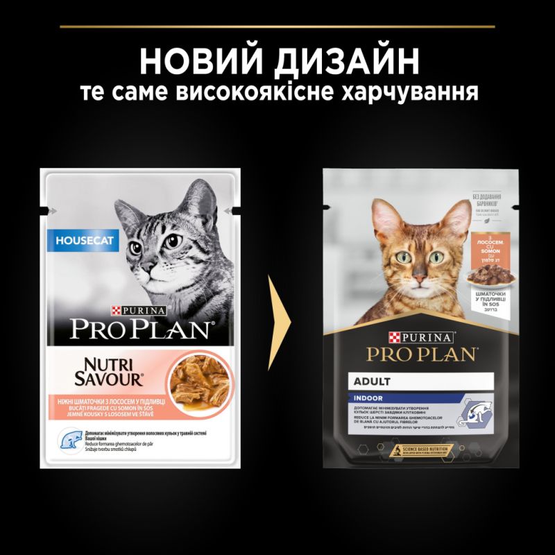 Влажный корм для кошек Purina Pro Plan Adult Indoor Nutrisavour Для кошек, живущих в помещении С лососем 85 г (8445290172990) (26 шт)