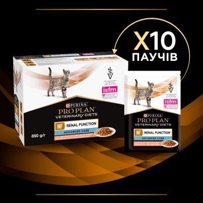 Вологий корм для кішок Purina Pro Plan Veterinary Diets NF Renal Function Advanced Care При патології нирок З лососем 10 x 85 г (7613287873699)