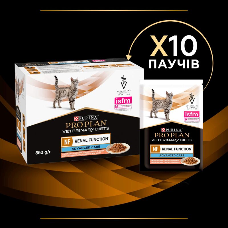 Вологий корм для кішок Purina Pro Plan Veterinary Diets NF Renal Function Advanced Care При патології нирок З лососем 10 x 85 г (7613287873699)