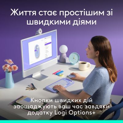 Мишка Logitech POP Mouse With Emoji Bluetooth Lilac (910-007414)