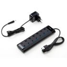 Концентратор Vinga USB3.0 to 7*USB3.0 1m cable with Switch and Power Adapter (VHA3A7B)