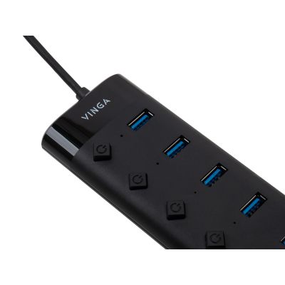 Концентратор Vinga USB3.0 to 7*USB3.0 1m cable with Switch and Power Adapter (VHA3A7B)