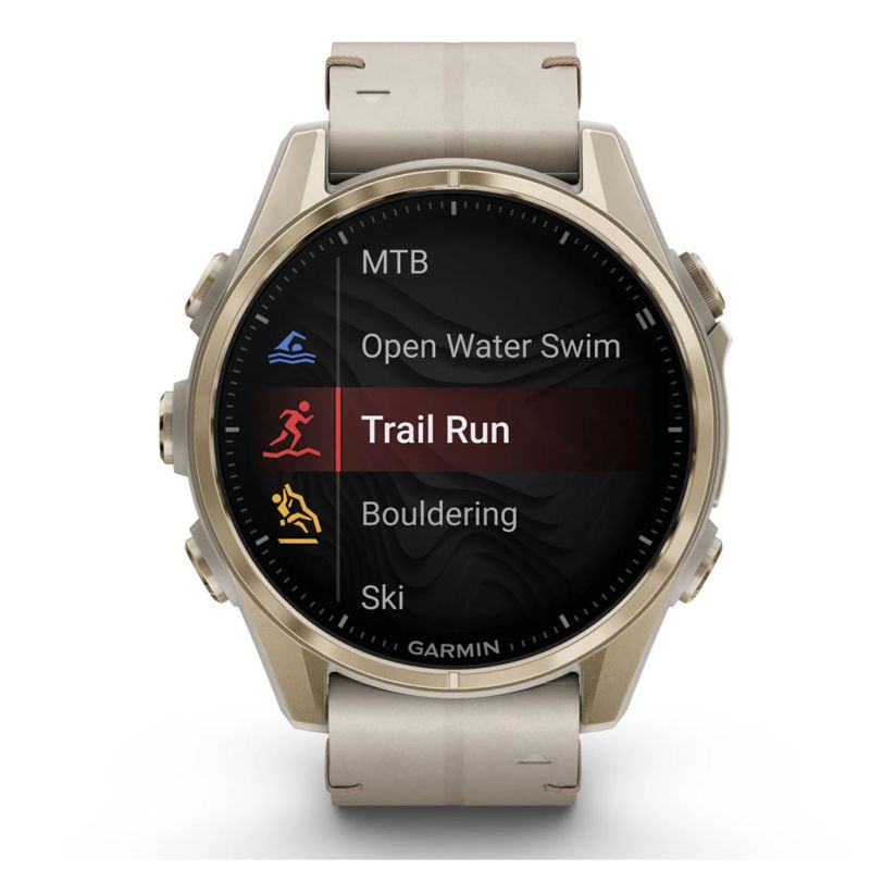 Смарт-часы Garmin fenix 8 43mm, AMOLED, Saph, SftGldSS/FogGryLeatherBnd, Excl, GPS (010-02903-40)