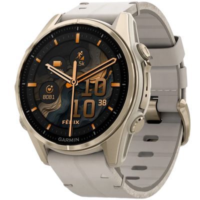 Смарт-часы Garmin fenix 8 43mm, AMOLED, Saph, SftGldSS/FogGryLeatherBnd, Excl, GPS (010-02903-40)