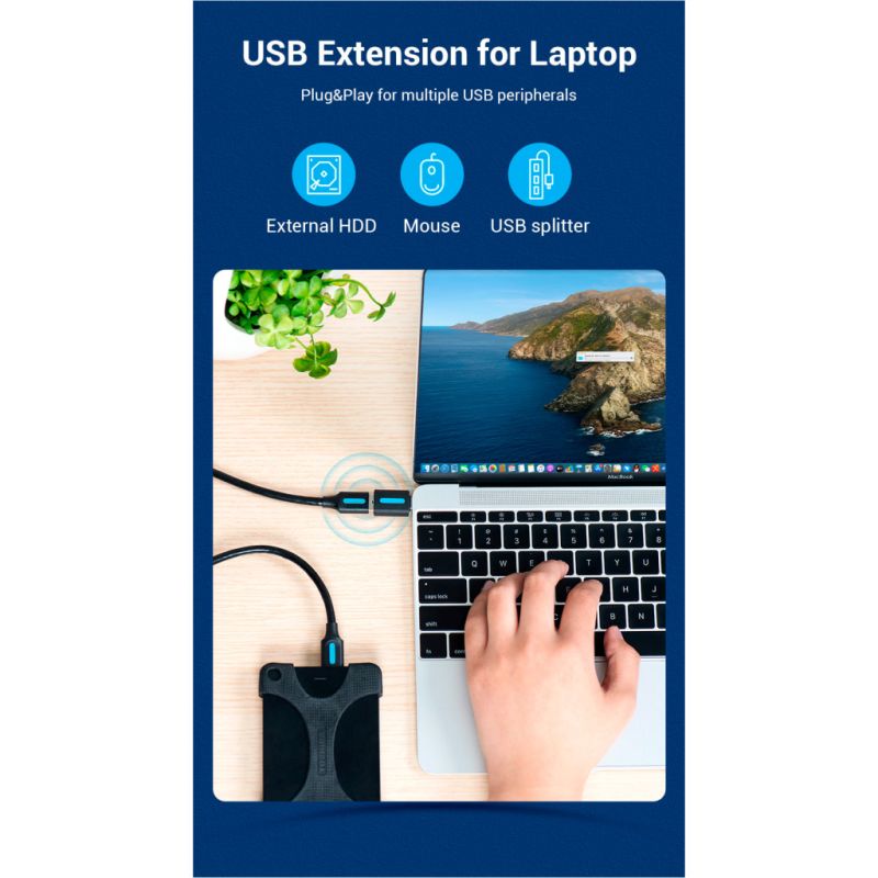 Переходник OTG USB 2.0 AF to USB-C Vention (CDTB0)