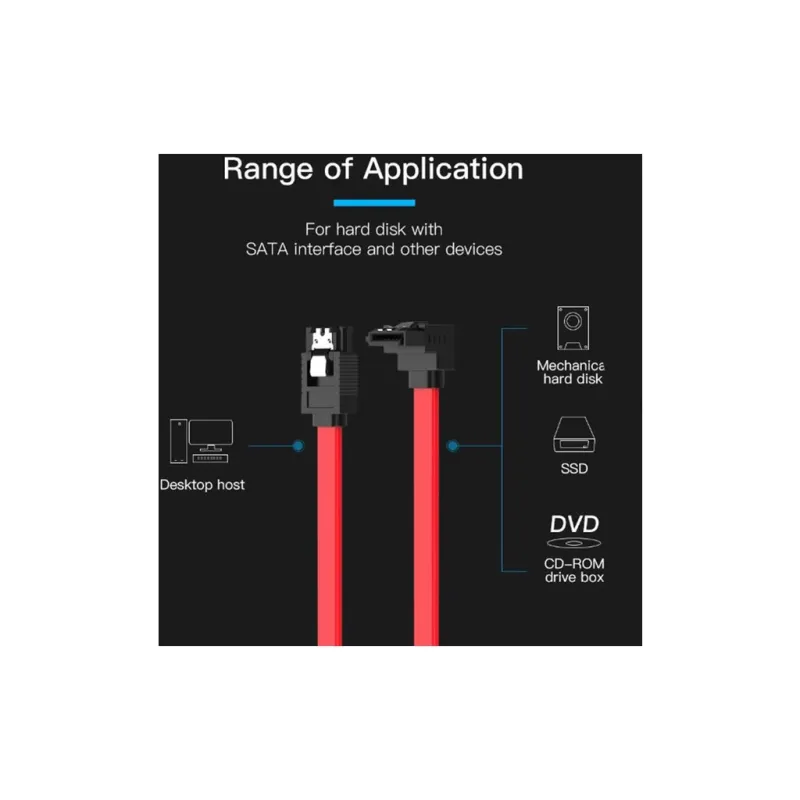Кабель для передачи данных SATA 3.0 7pin F/F 0.5m L Red Vention (KDDRD)