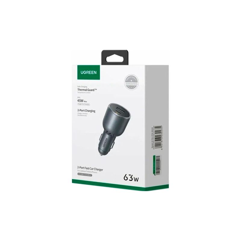Зарядное устройство Ugreen 2xUSB 63W (USB-C+USB-A) QC3.0 (EC701) (35023)