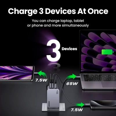 Зарядний пристрій Ugreen 3xUSB 100W (2xUSB-C+USB-A) Gan Nexode Pro X757 (25874)