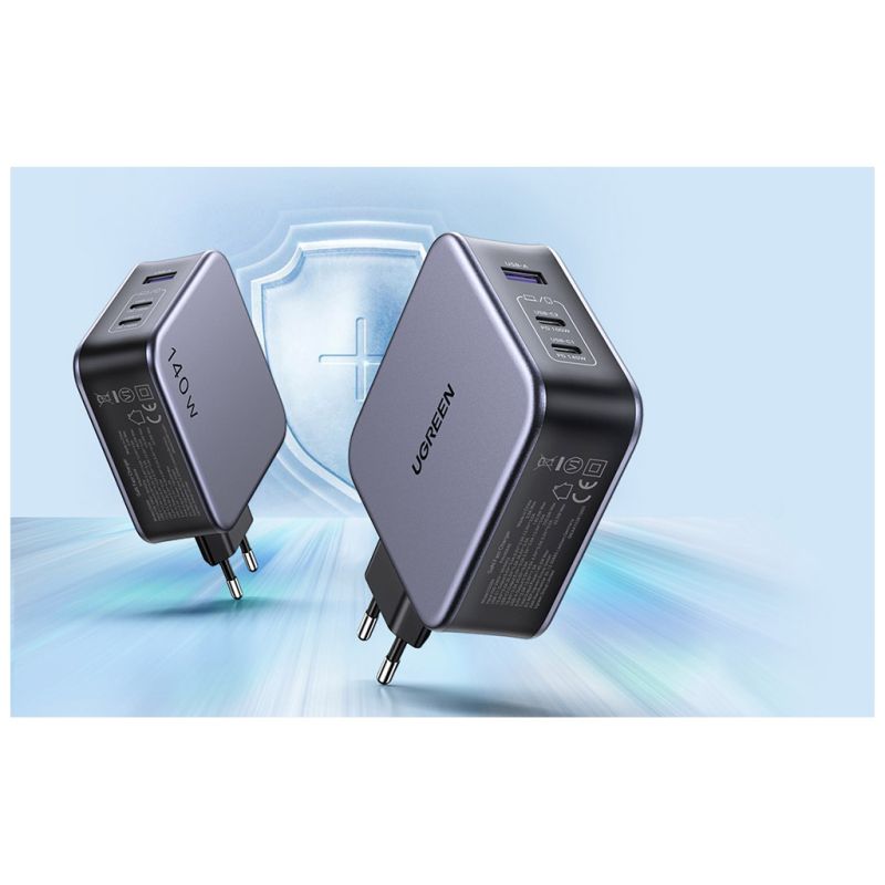 Зарядное устройство Ugreen 3xUSB 140W (2хUSB-C+USB-A) Gan CD289 with C to C Cable 1.5m (90549)