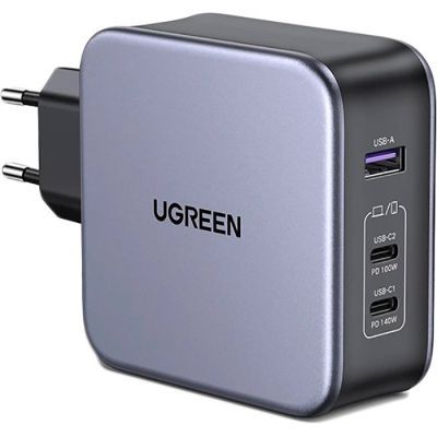Зарядное устройство Ugreen 3xUSB 140W (2хUSB-C+USB-A) Gan CD289 with C to C Cable 1.5m (90549)