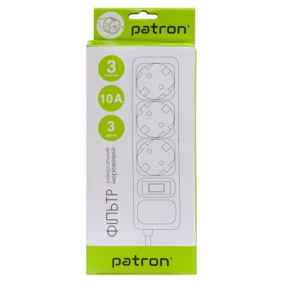 Сетевой фильтр питания Patron (EXT-PN-SP-1033), 3m Black (EXT-PN-SP-1033)