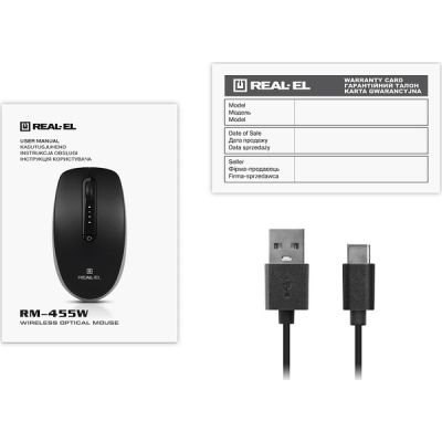 Мышка REAL-EL RM-455W Wireless/Bluetooth Black/Gray (EL123200047)