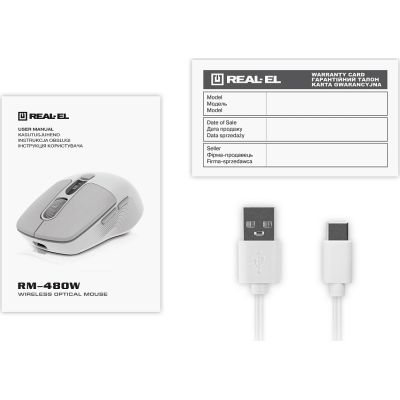 Мишка REAL-EL RM-480W Wireless/Bluetooth White (EL123200050)