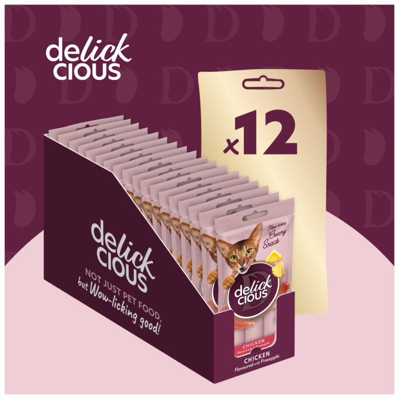 Лакомство для котов Delickcious Курица с добавлением ананаса 4 х 15 г (4820269141629)