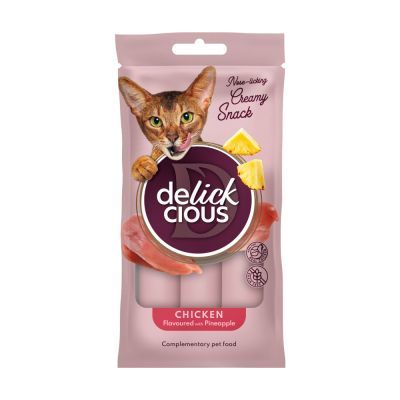 Лакомство для котов Delickcious Курица с добавлением ананаса 4 х 15 г (4820269141629)