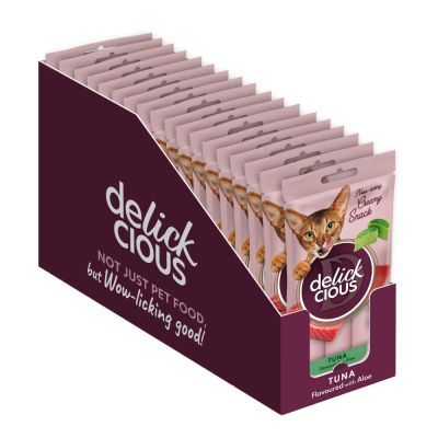 Ласощі для котів Delickcious Тунець з додаванням алое 4 х 15 г (4820269141605)