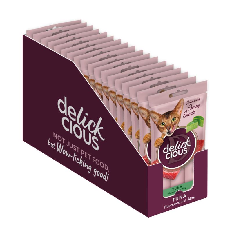 Лакомство для котов Delickcious Тунец с добавлением алоэ 4 х 15 г (4820269141605)