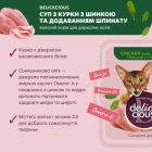 Влажный корм для кошек Delickcious Суп из курицы с ветчиной и добавлением шпината 80 г (4820269141599)