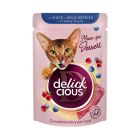 Влажный корм для кошек Delickcious Хлопья с кроликом и тропическими фруктами в сливочном соусе 80 г (4820269141841) (12 шт)