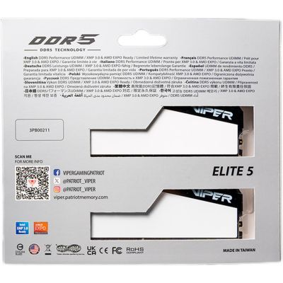 Модуль пам\'яті для комп\'ютера DDR5 32GB (2x16GB) 5600 MHz Viper Elite 5 Patriot (VEB532G5636KW)
