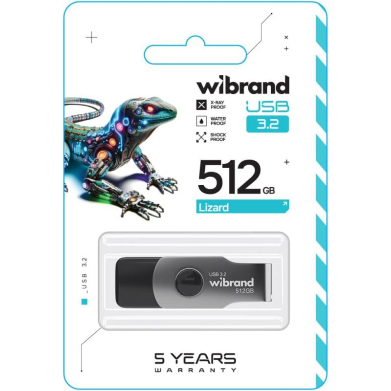 USB флеш накопитель Wibrand 512GB Lizard Black USB 3.2 (WI3.2/LI512P9B)
