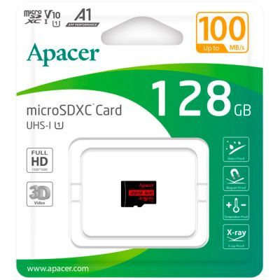 Карта памяти Apacer 128GB microSD class 10 UHS-I V10 A1 (AP128GMCSX10UB-RA)