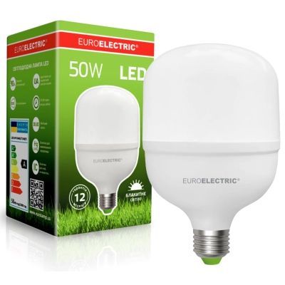 Лампочка EUROELECTRIC HP LED Plastic T140 50W E40 6500K (LED-HP-50406/T140(P))
