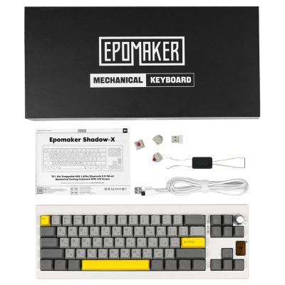 Клавиатура Epomaker Shadow-X 70 Mulan Switch Hot-Swap LCD Screen RGB Wireless/Bluetooth/USB UA White (SHX-W-M)